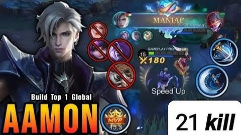 21 Kills + LEGENDARY!! One Shot Build Aamon Crazy Critical Damage!! Build Top 1 Global Aamon ~ MLBB