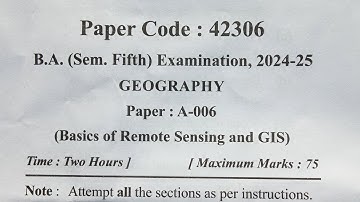 B.A.5th Semester GEOGRAPHY(Basics of Remote Sensing and GIS) 2nd Paper Question Paper 2024–25 #mjpru