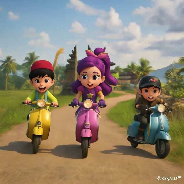 entong naik motor sama purple dan gentar #kartun #entong #rainbowbubblegem #boboiboy