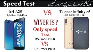 itel A25 vs telenor infinity e5 speed test and side by side full review in urdu