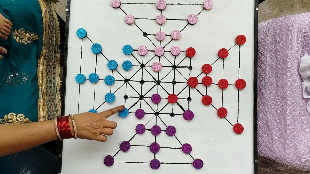 Classic Board Games (Bead 12) - Red Vs Pink Vs Sky Blue Vs Violet #GAME15