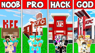 Minecraft: FAMILY MODERN FAST FOOD RESTAURANT BUILD CHALLENGE - NOOB vs PRO vs HACKER vs GOD