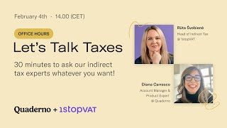 Sales Tax Q&amp;A - Office Hours by Quaderno x 1stopVAT