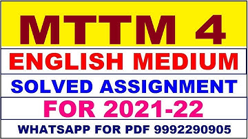 MTTM 4 Solved Assignment 2021-22 in ENGLISH | MTM 4 Solved Assignment 2021-22 | MTTM 4 2022