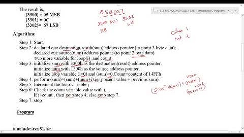 Exp 9|an embedded c program to perform 16 bit array addition