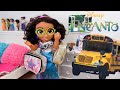 Disney Encanto Mirabel Doll packing her Backpack and Lunch Box