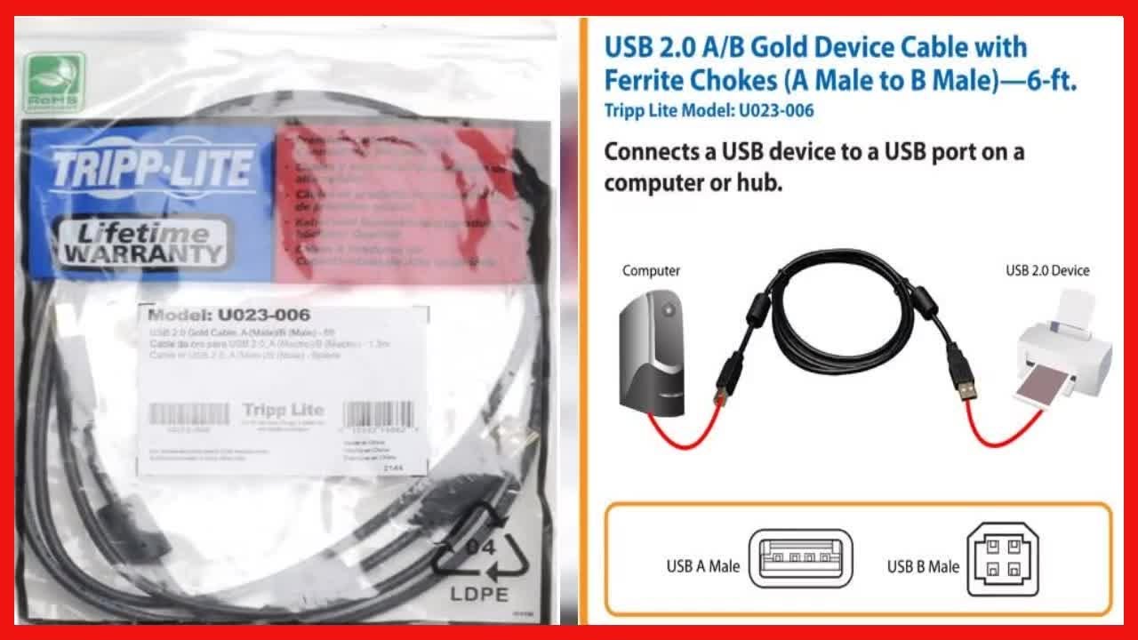 Great product Tripp Lite USB 2.0 HiSpeed A/B Cable with Ferrite