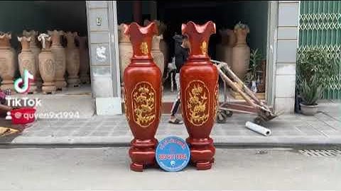 Cặp lục bình gỗ xà cừ1m80,hàng đục tứ quý dát vàng cực đẹp.Chỉ 16 triệu.#lucbinhgoxacu