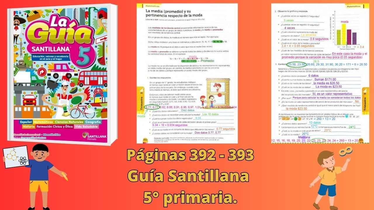 Guía Santillana quinto grado matemáticas páginas 392 - 393 - YouTube