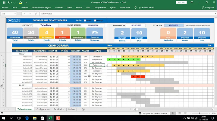 Cronograma de Actvidades en Excel