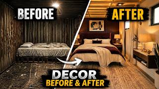 From Rusted Shipping Container to Ultra Luxury Off White & Maroon Bedroom 🤩✨ #interior  #shorts screenshot 2