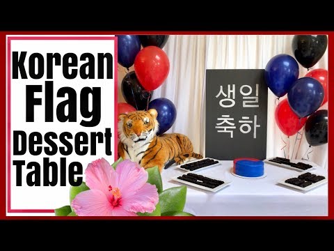 KOREAN FLAG Dessert Table | South Korea BIRTHDAY Decor Ideas
