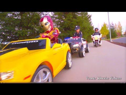 Power Wheels Super Heroes Mega Race 4 - Iron Man with Sidewalk Cops!