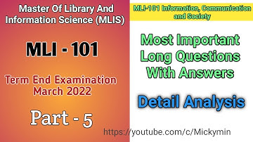 MLI 101 Top Most Questions With Detail Analysis For Term End Examination 2022 | Long Questions P -