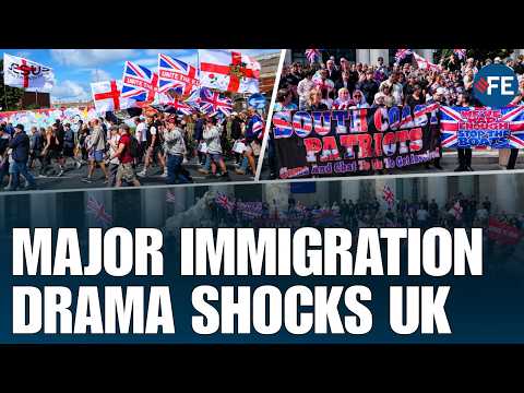 UK's Migration Crisis Explodes As Anti-migration rally and counter protesters face off in Portsmouth