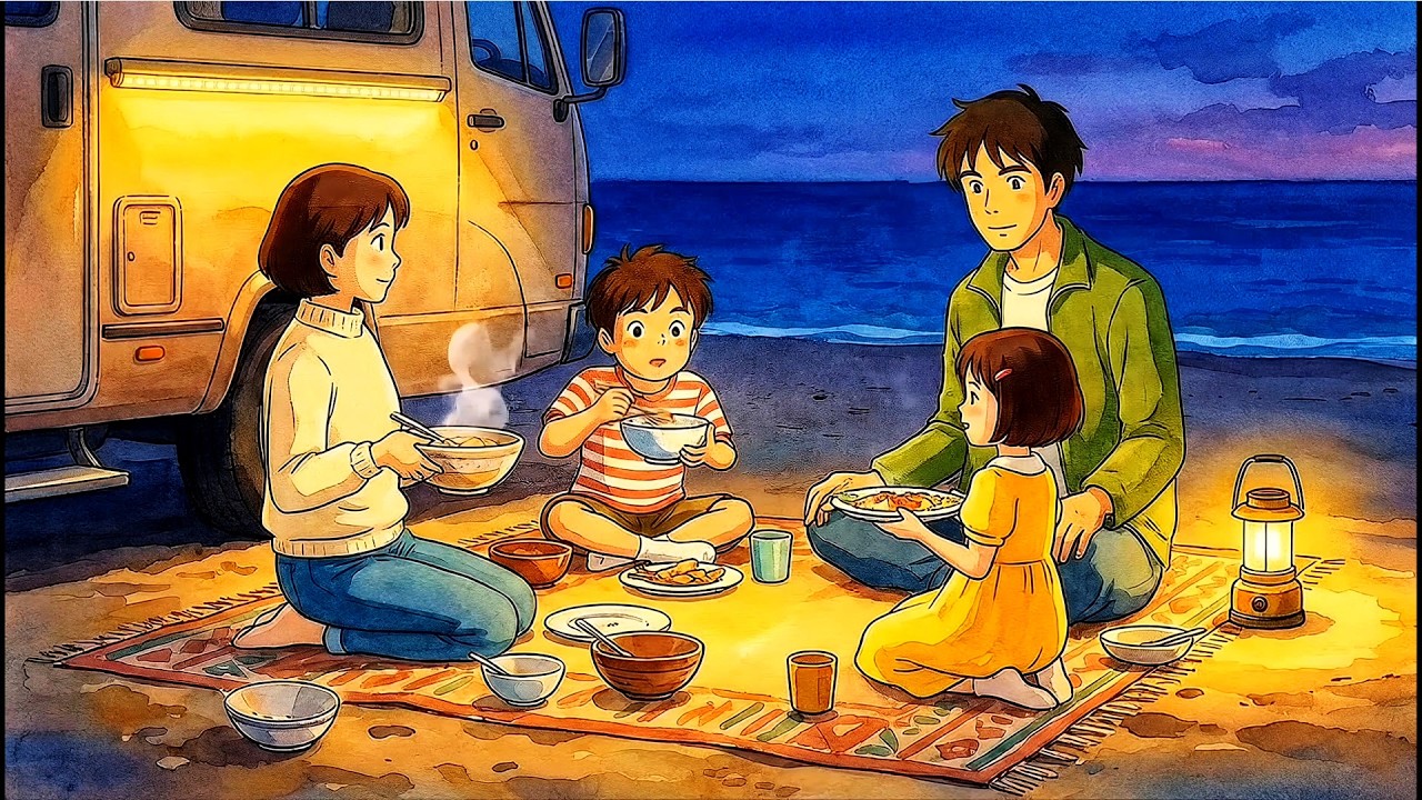 Relaxing 🚐 Cozy van life travel through misty Rainy Day Autumn Fore 🌿🏠  Ghibli-Style Video