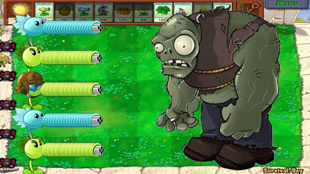 Plants vs Zombies - All Pea PvZ vs Giga Gargantuar vs Zombie - YouTube