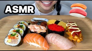 ASMR NIGIRI SUSHI (Salmon, Toro, &amp; more), GIMBAP, &amp; CHEESE CORNDOG Mukbang *EATING SOUNDS NO TALKING