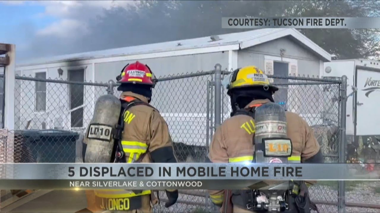 Five people displaced after mobile home fire on Tucson's westside - YouTube