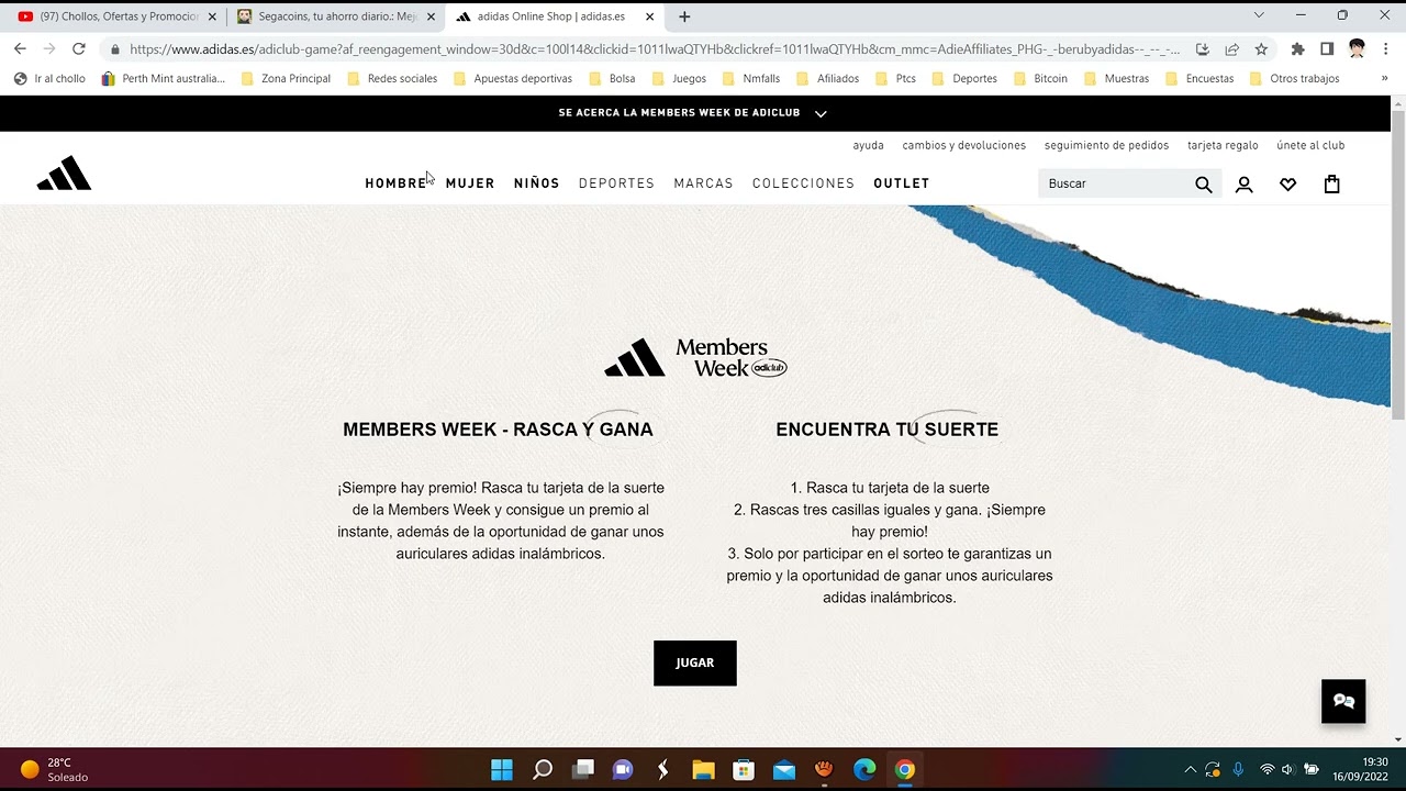 Joseph Banks clímax Antibióticos 👟 ¡Oferta Adidas! MEMBERS WEEK - RASCA Y GANA Septiembre2022 | Premio  seguro | Opinión | Descuento 👟 - YouTube