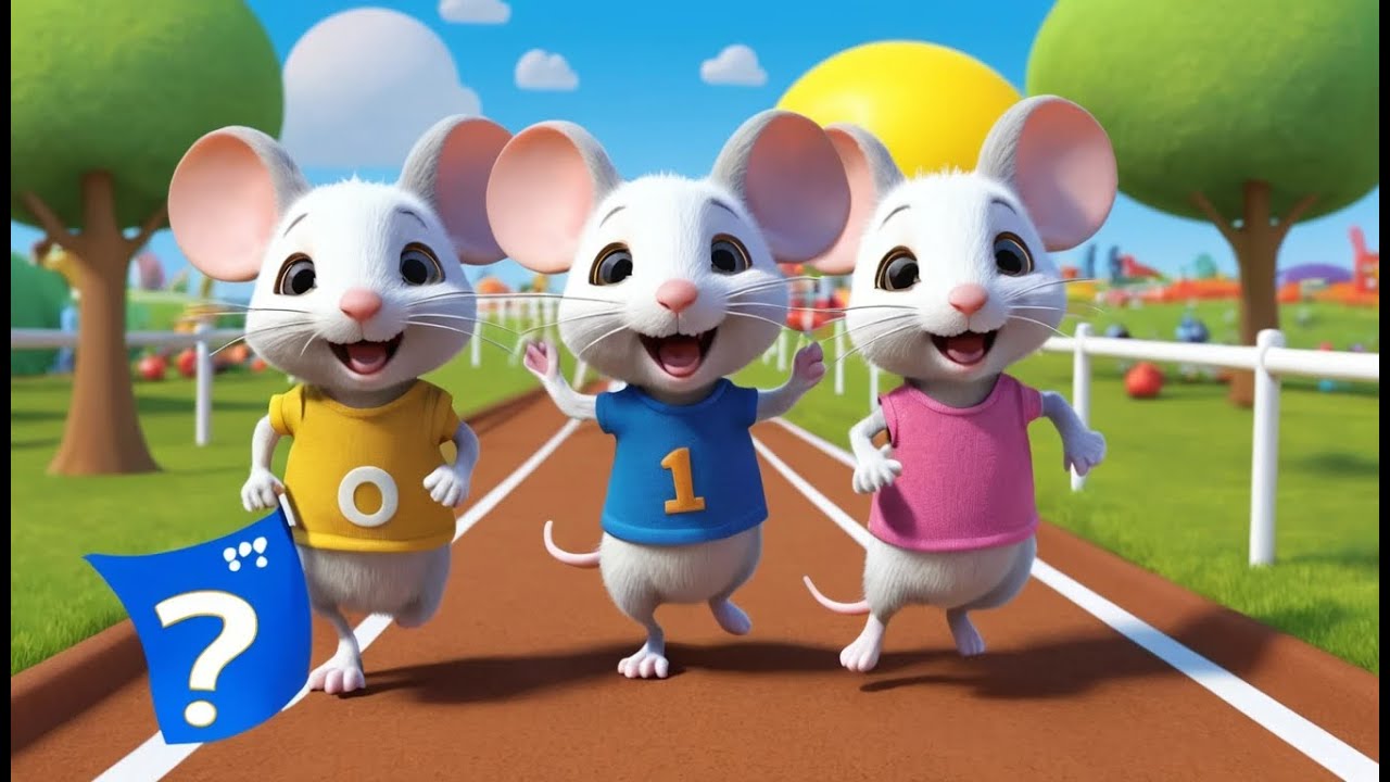 Three Tiny Mice in a Race 🐭🏁🎵 | Fun Racing Adventure Song for Kids | Nursery Rhymes for Toddlers