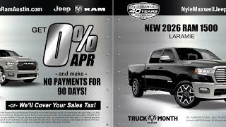 0% APR & No Payments for 90 Days at Nyle Maxwell Jeep Ram Austin! Nyle Maxwell Jeep Austin
