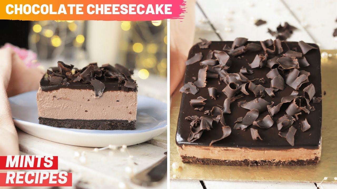 Light & Creamy Eggless Chocolate Cheesecake Recipe | MintsRecipes