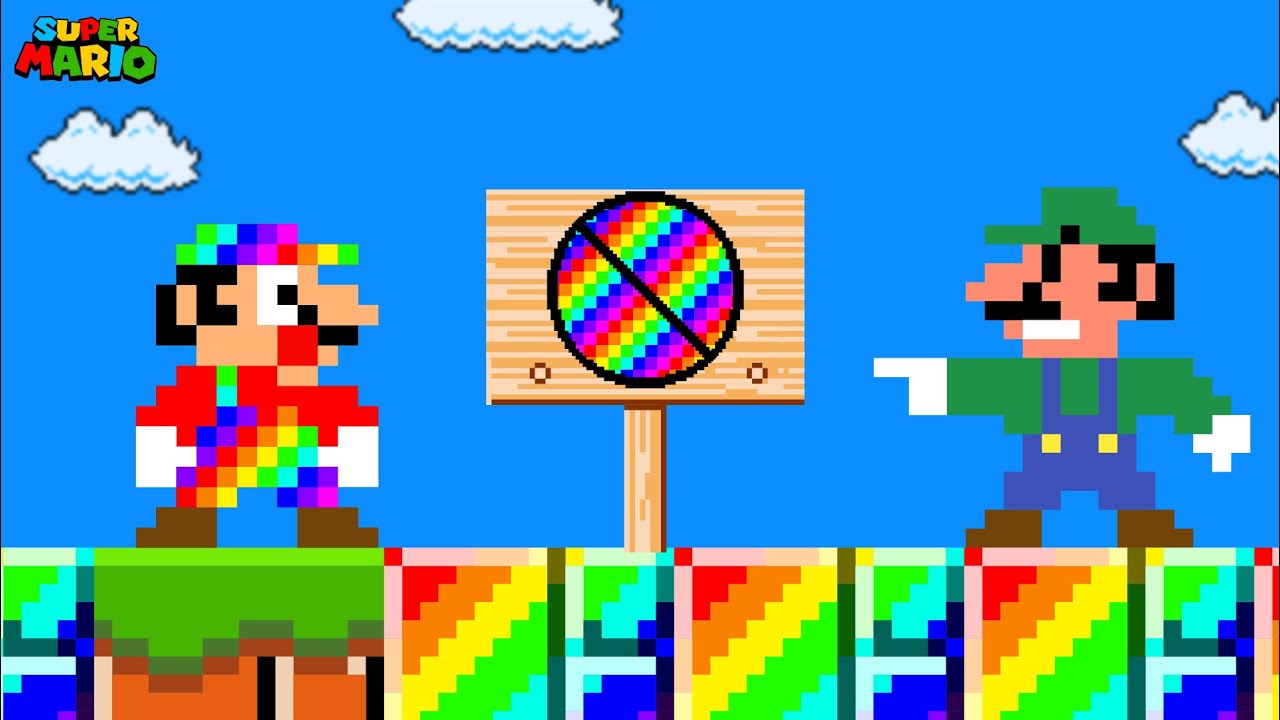 Super Mario Bros., but Mario Is Forbidden to Touch RAINBOWS