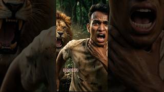 Lion Attack Escape into Hidden Bamboo Bunker#viralvideo
