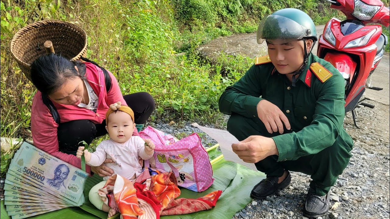 Full video of single mother and soldier saving abandoned baby and bringing baby safely back home.