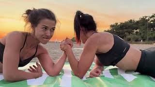 Tall vs Short Arm Wrestling |  Personal Trainer Women Arm Wrestling screenshot 3