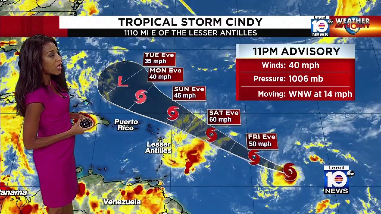 ⁣Tropical Storm Cindy forms as Tropical Storm Bret moves west