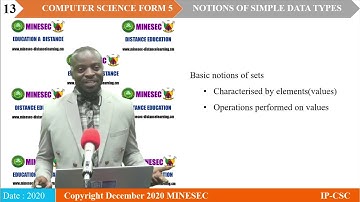 Lesson 1 : Computer Science Form 5 Notions of simple data type