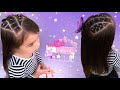 Peinado  fácil para niñas con ligas y pelo suelto