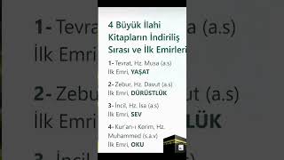 4 Büyük llahi Kitapllar  1: Kur'an-ı Kerim, 2: Zebur, 3: Incil,4:Tevrat