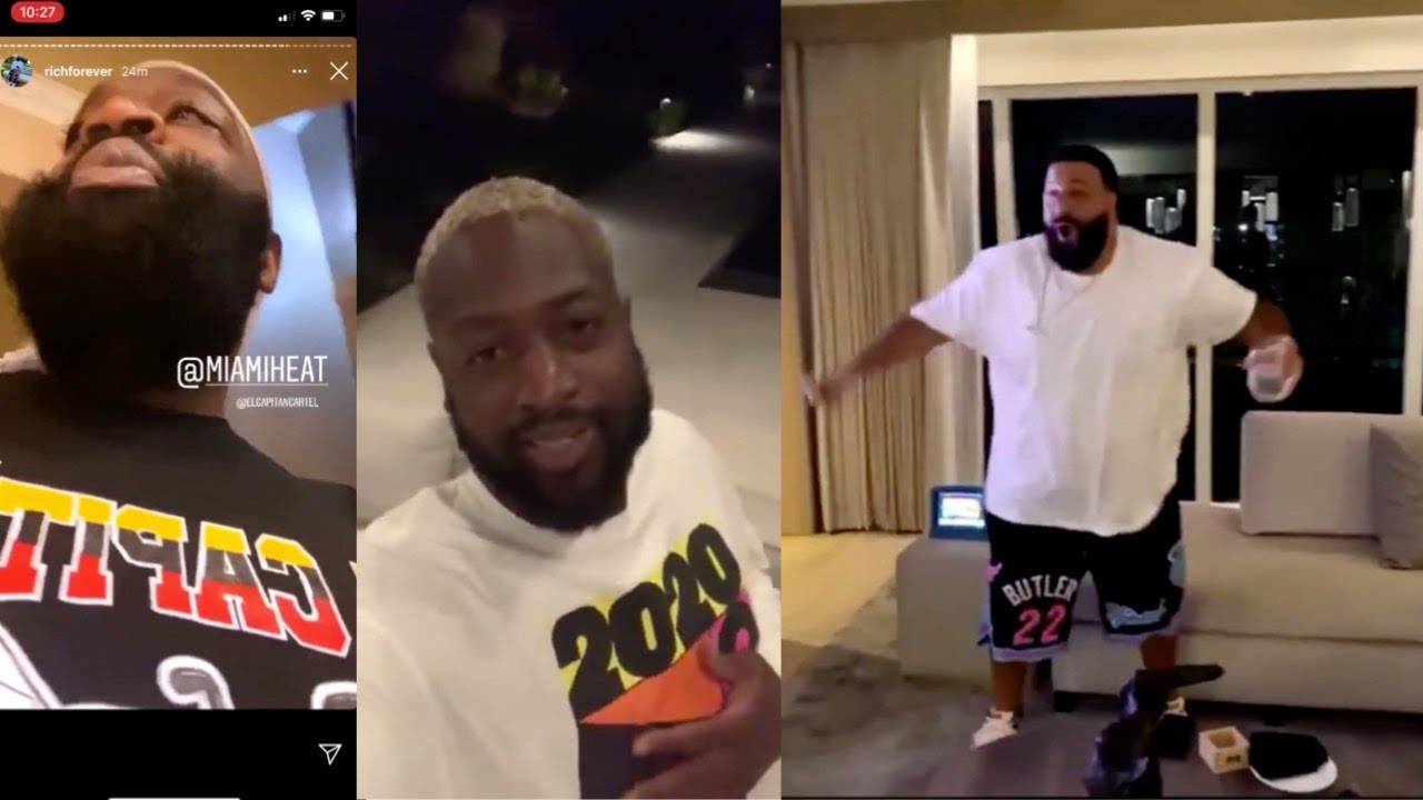 celebrities such as Rick Ross, DJ Khaled& Dwyane Wade celebrate the heat going to the NBA Finals!