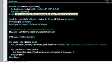 Excel VBA Listview Interlignes