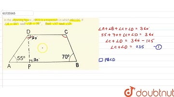 In the adjoining figure , ABCD is a trapezium in which AB||DC. If angle A =55^(@) and angle B = ...