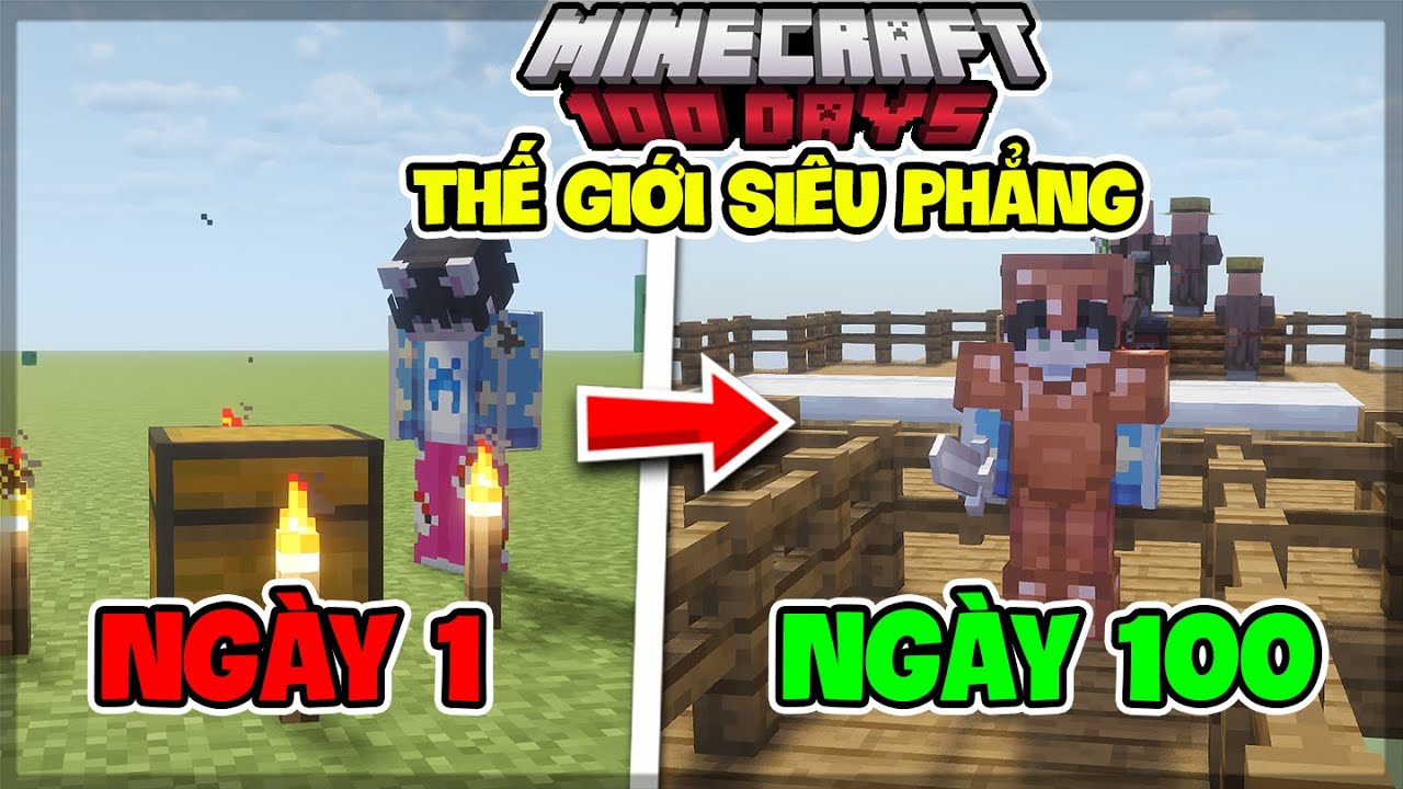 MORO Sinh Tồn 100 Ngày Minecraft SIÊU PHẲNG !