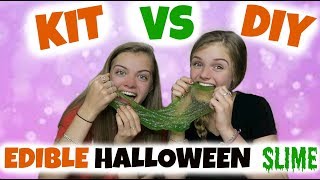 EDIBLE HALLOWEEN SLIME ~ KIT vs DIY ~ Jacy and Kacy