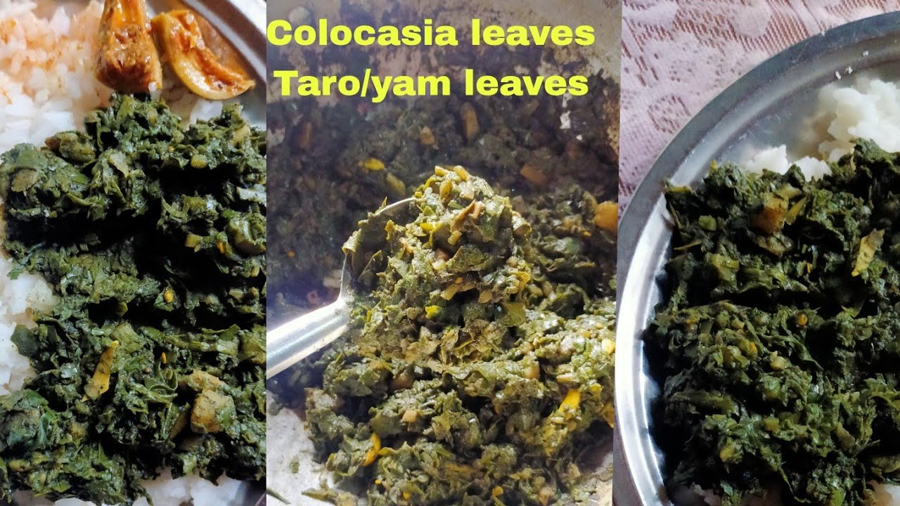 Bhoi Dish-Shet Jhur Sla wang/Cooking Colocasia leaves or/yam leaves Curry