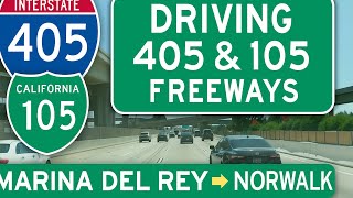 Driving Los Angeles Freeway Drive: 405 South & 105 East (Marina del Rey → Norwalk)