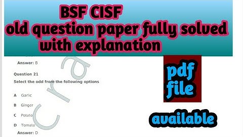 BSF CISF Old question paper fully solved with explanation | especially for bsf cisf