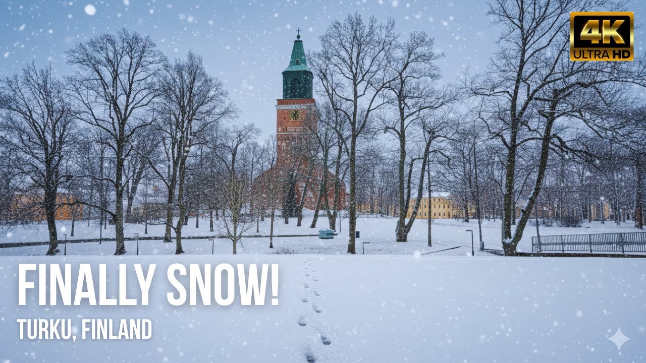 FINALLY SNOW! ❄️ Walking Turku, Finland in a Winter Wonderland [4K]