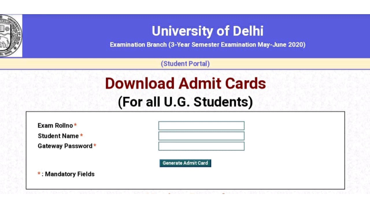 DU OBE ADMIT CARD 2020 || UG ADMIT CARD 2020|| How to Download DU Admit Card 2020