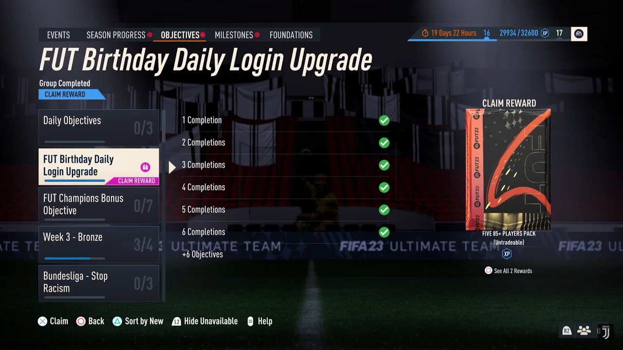 FIFA 23- Season Objectives (FUT Birthday Daily Login Upgrade) Reward 