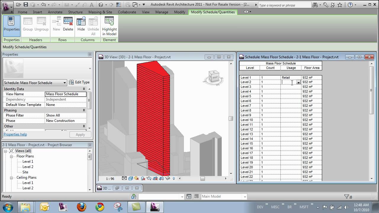 Creating Schedules from Masses in Autodesk Revit Architecture - YouTube