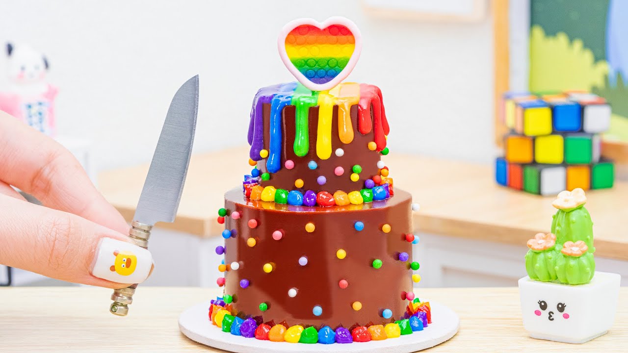 Satisfying Miniature Rainbow Cake Decorating | How To Make Mini Rainbow ...