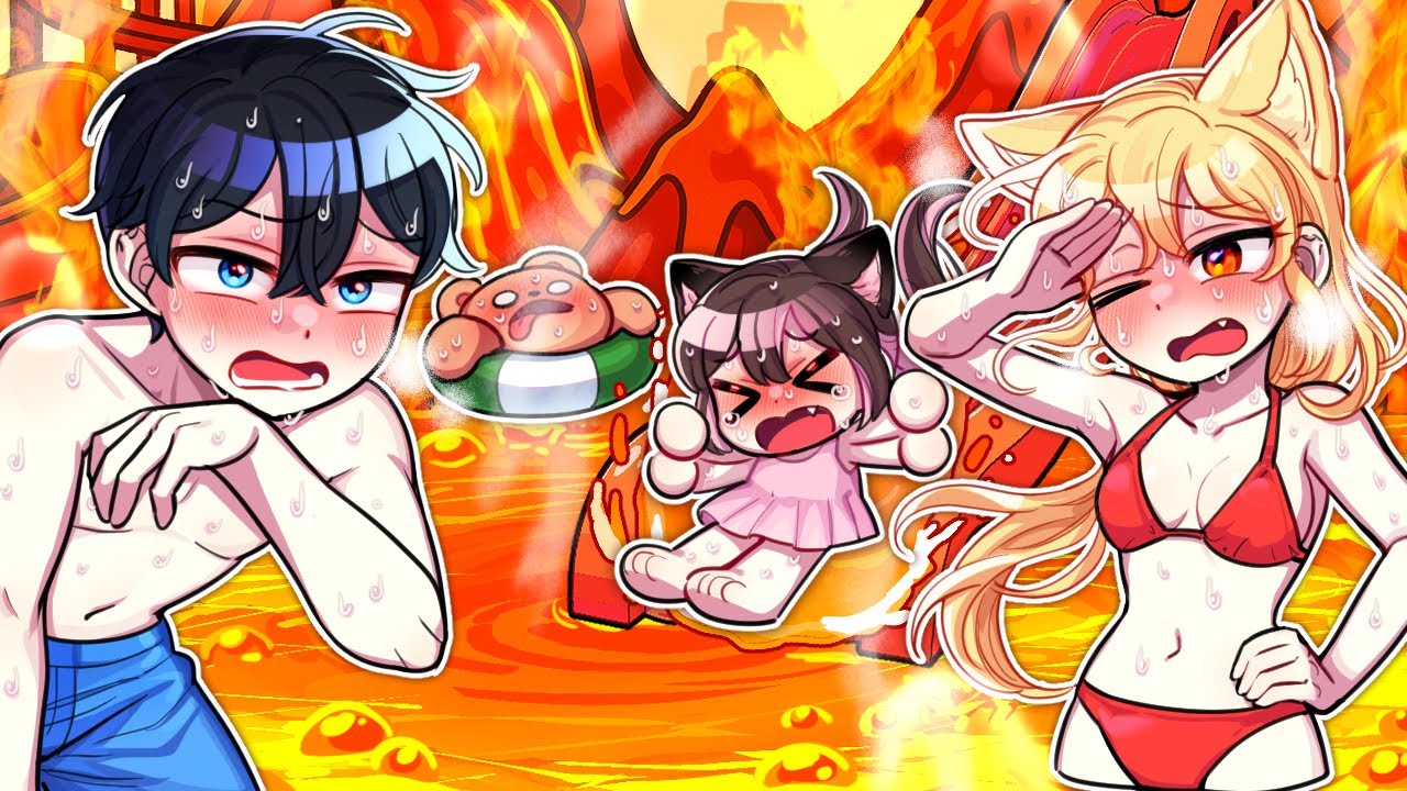 👙가족들이랑 워터파크에 갔어요! 그런데 물이 아니라 용암인데?🔥