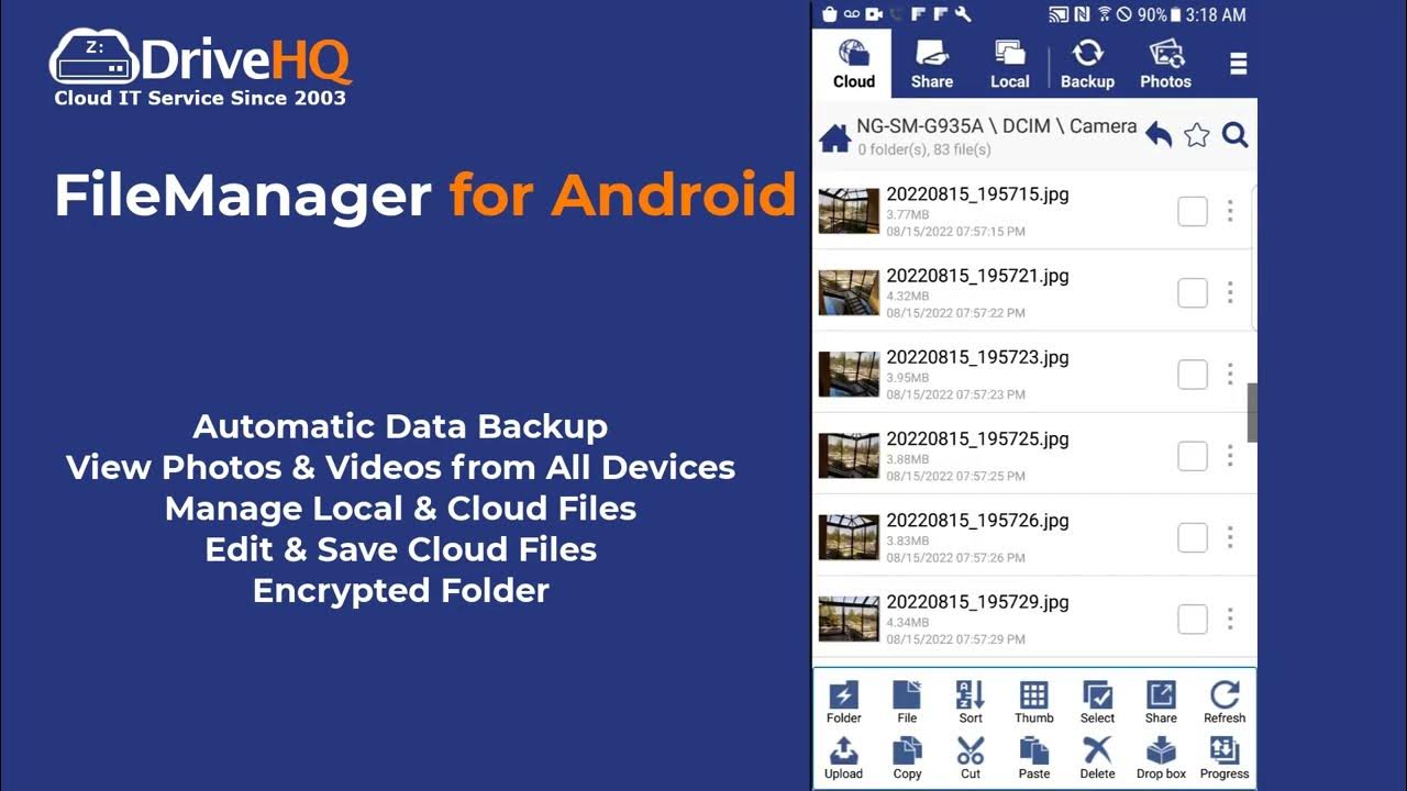 DriveHQ FileManager for Android: File Backup & Management; Copy, Paste & Save Files to Cloud
